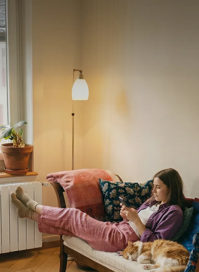 Imagen de una chica descansando en el sofá